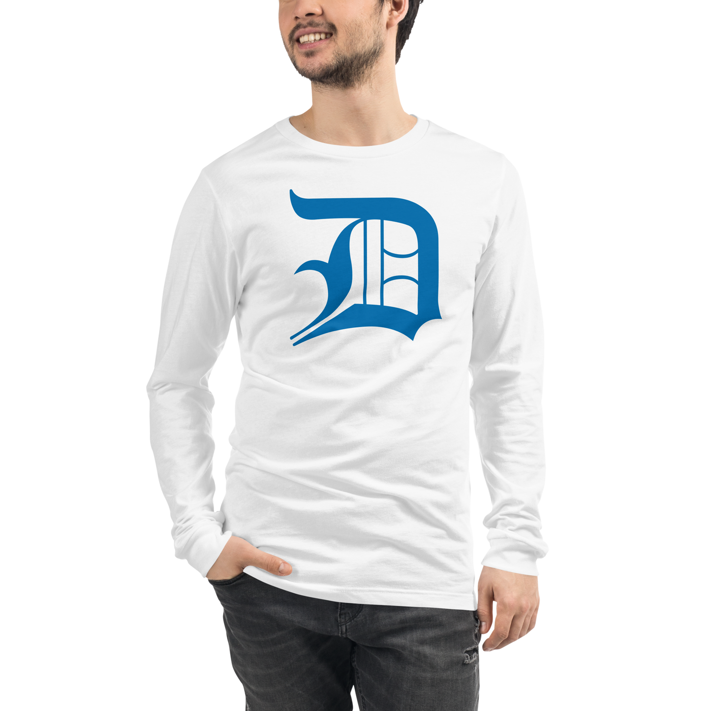 Detroit 'Old English D' T-Shirt (Azure) | Unisex Long Sleeve