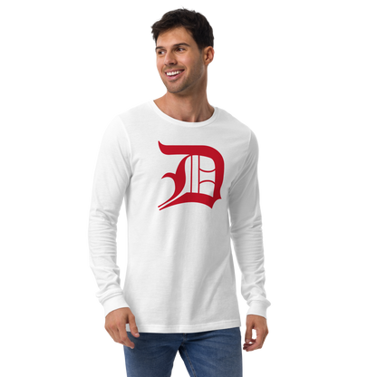 Detroit 'Old English D' T-Shirt (Aliform Red) | Unisex Long Sleeve