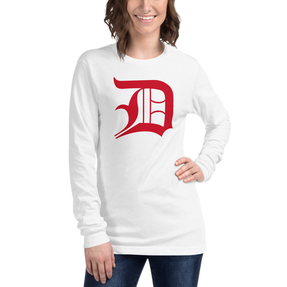 Detroit 'Old English D' T-Shirt (Aliform Red) | Unisex Long Sleeve