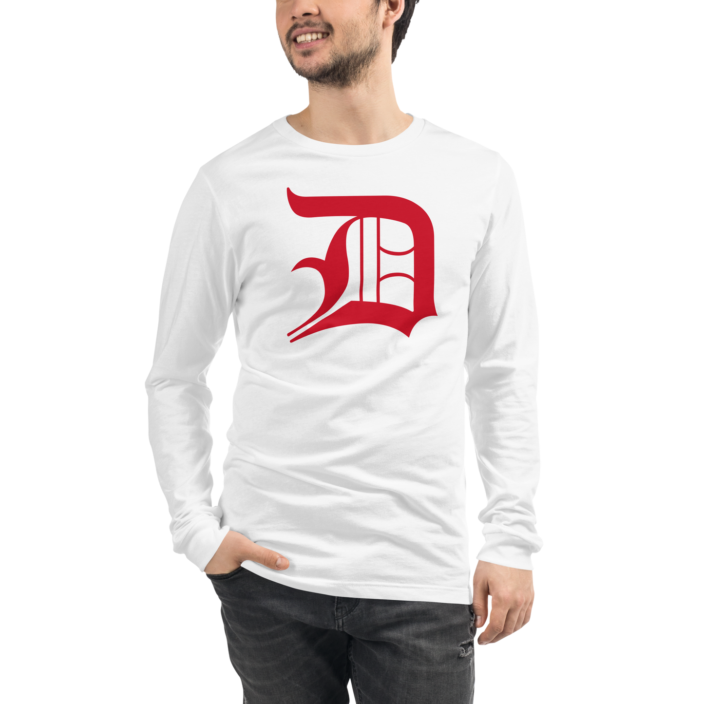 Detroit 'Old English D' T-Shirt (Aliform Red) | Unisex Long Sleeve