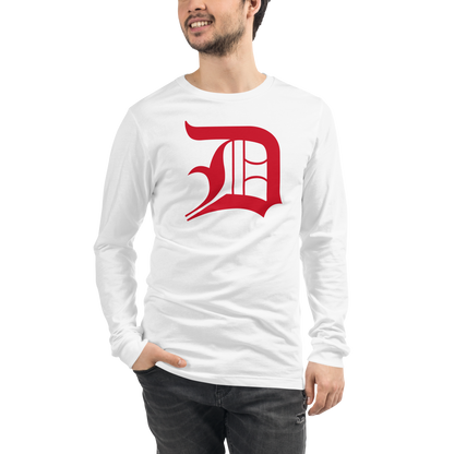 Detroit 'Old English D' T-Shirt (Aliform Red) | Unisex Long Sleeve