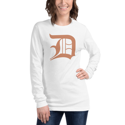 Detroit 'Old English D' T-Shirt (Copper Color) | Unisex Long Sleeve