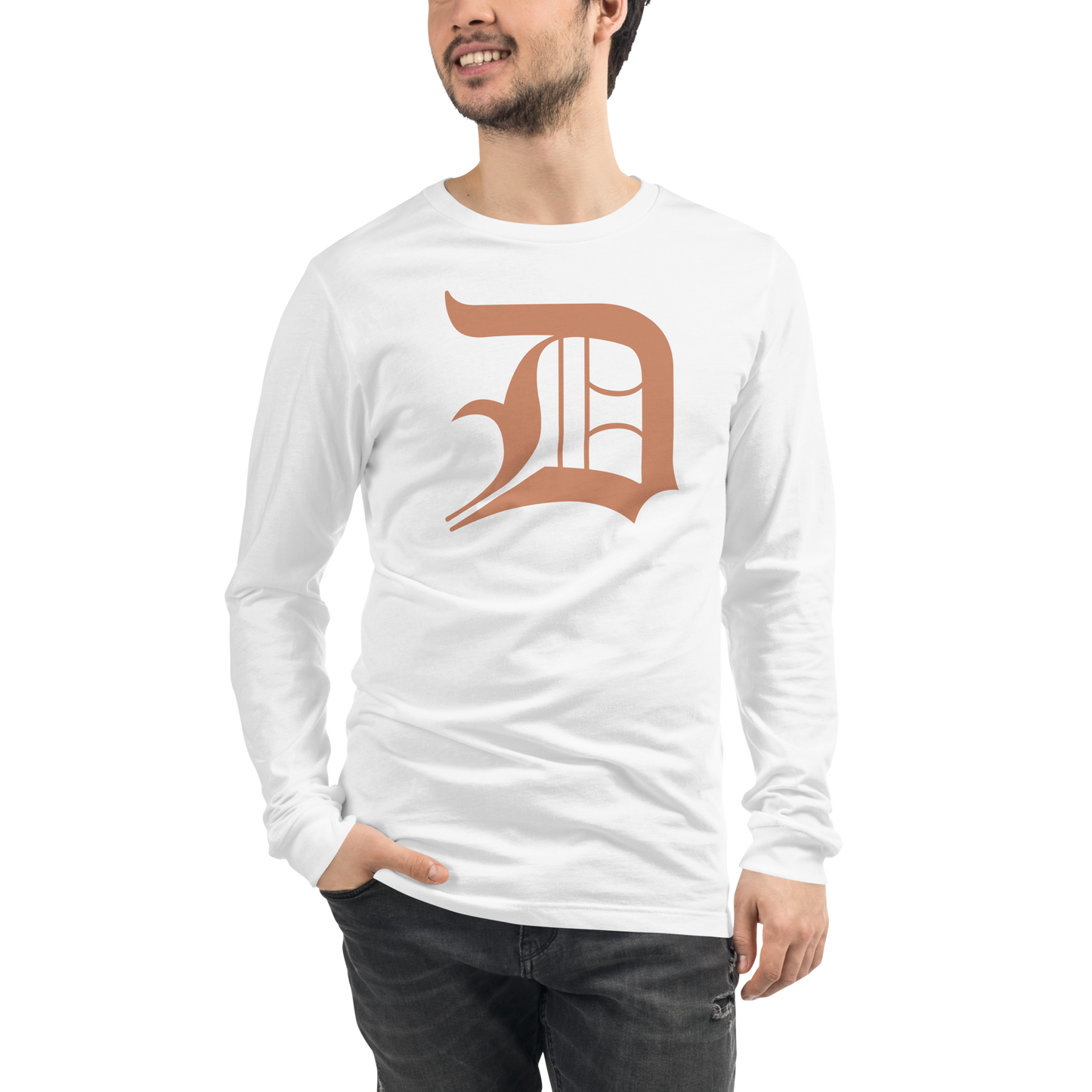 Detroit 'Old English D' T-Shirt (Copper Color) | Unisex Long Sleeve