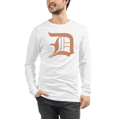 Detroit 'Old English D' T-Shirt (Copper Color) | Unisex Long Sleeve