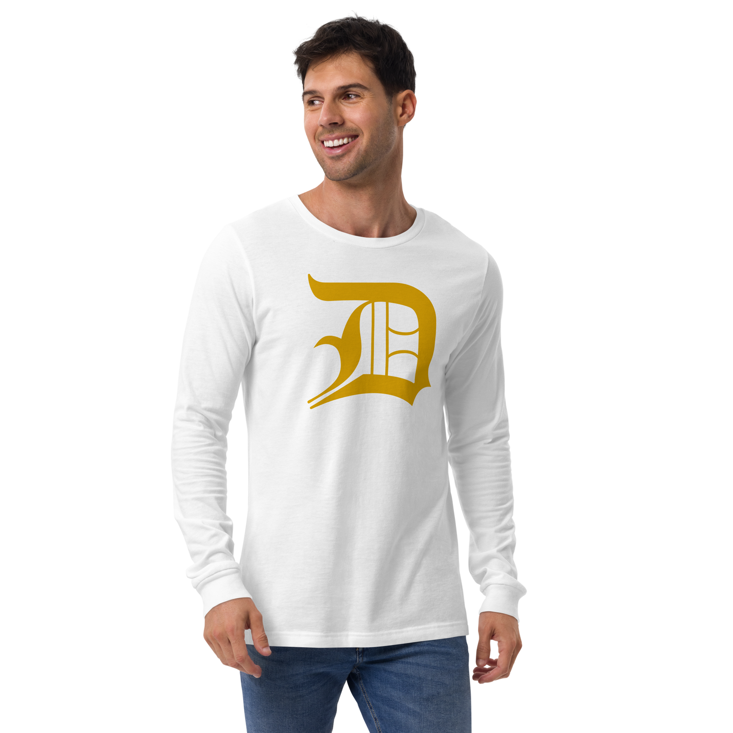 Detroit 'Old English D' T-Shirt (Gold) | Unisex Long Sleeve