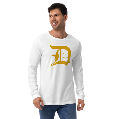 Detroit 'Old English D' T-Shirt (Gold) | Unisex Long Sleeve