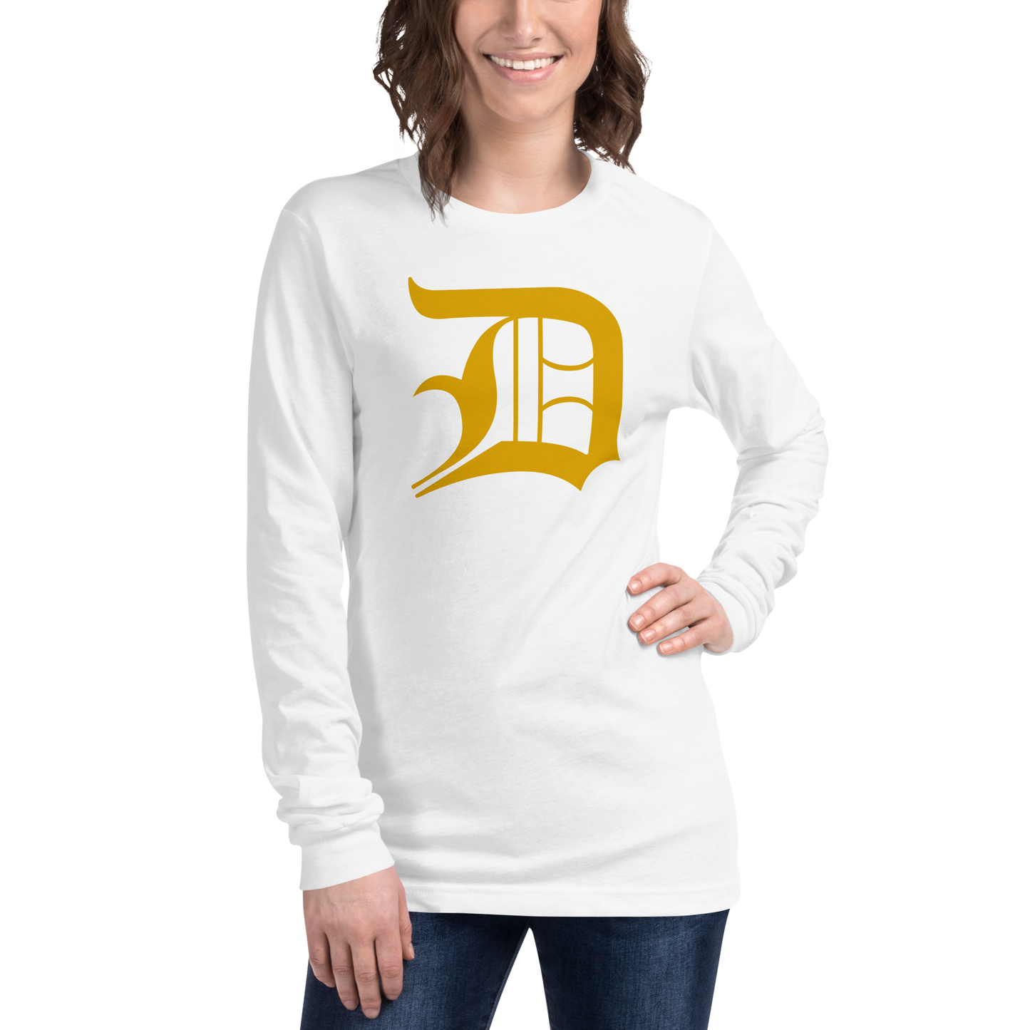 Detroit 'Old English D' T-Shirt (Gold) | Unisex Long Sleeve