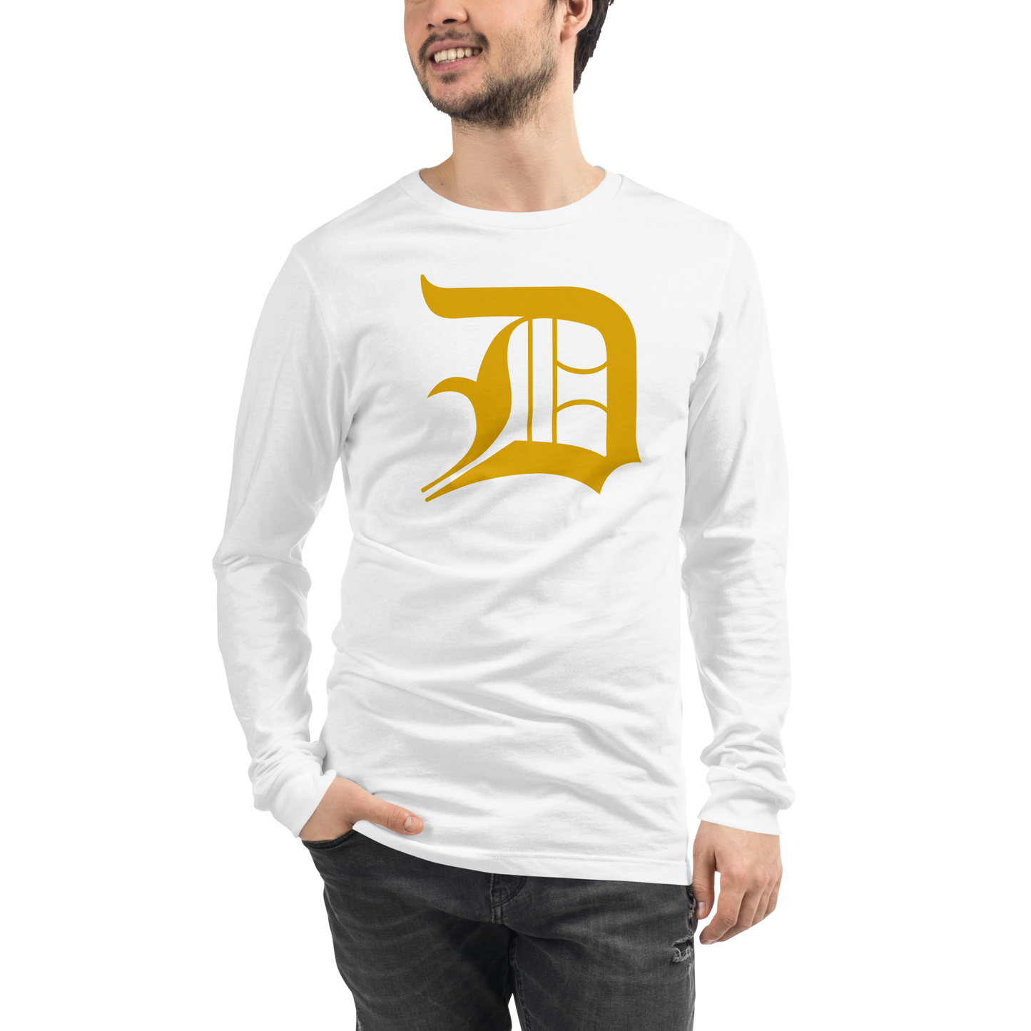 Detroit 'Old English D' T-Shirt (Gold) | Unisex Long Sleeve