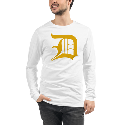 Detroit 'Old English D' T-Shirt (Gold) | Unisex Long Sleeve