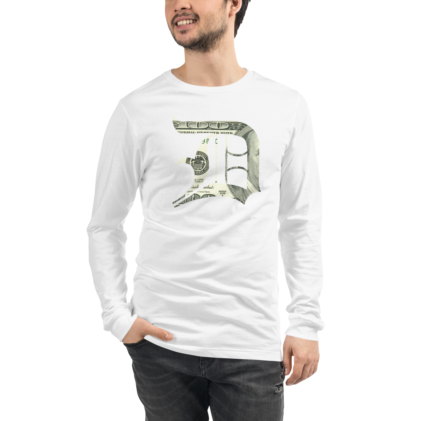 Detroit 'Old English D' T-Shirt (Benjamins Edition) | Unisex Long Sleeve