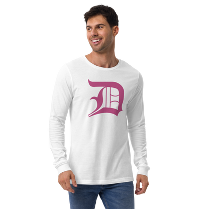 Detroit 'Old English D' T-Shirt (Apple Blossom Pink) | Unisex Long Sleeve