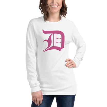 Detroit 'Old English D' T-Shirt (Apple Blossom Pink) | Unisex Long Sleeve