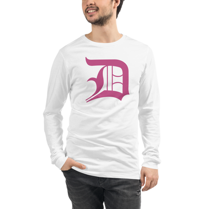 Detroit 'Old English D' T-Shirt (Apple Blossom Pink) | Unisex Long Sleeve