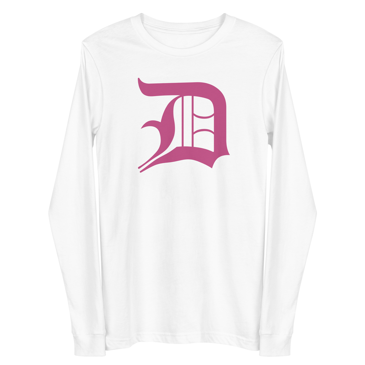 Detroit 'Old English D' T-Shirt (Apple Blossom Pink) | Unisex Long Sleeve