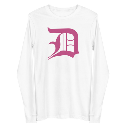 Detroit 'Old English D' T-Shirt (Apple Blossom Pink) | Unisex Long Sleeve