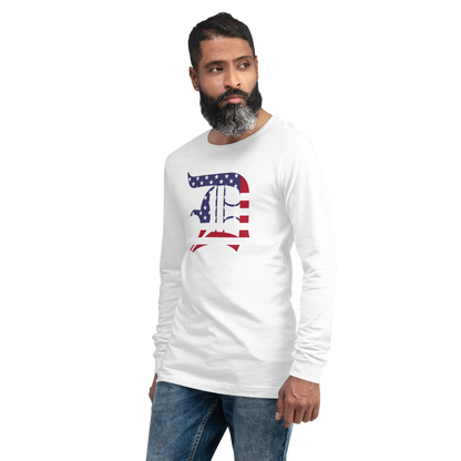 Detroit 'Old English D' T-Shirt (Patriotic Edition) | Unisex Long Sleeve