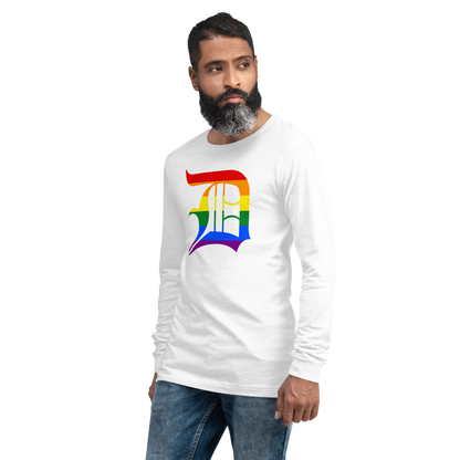 Detroit 'Old English D' T-Shirt (Rainbow Pride Edition) | Unisex Long Sleeve