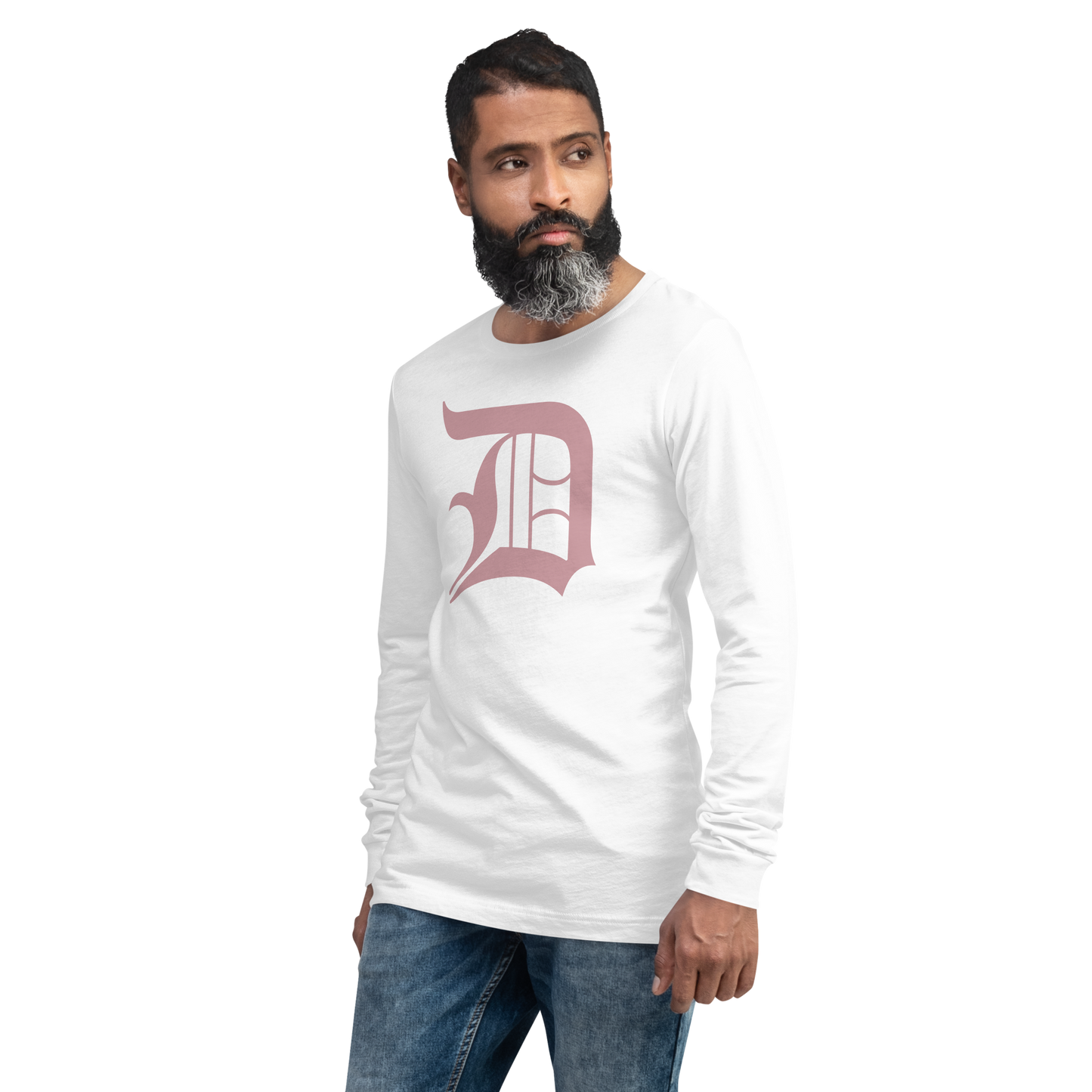 Detroit 'Old English D' T-Shirt (Cherry Blossom Pink) | Unisex Long Sleeve