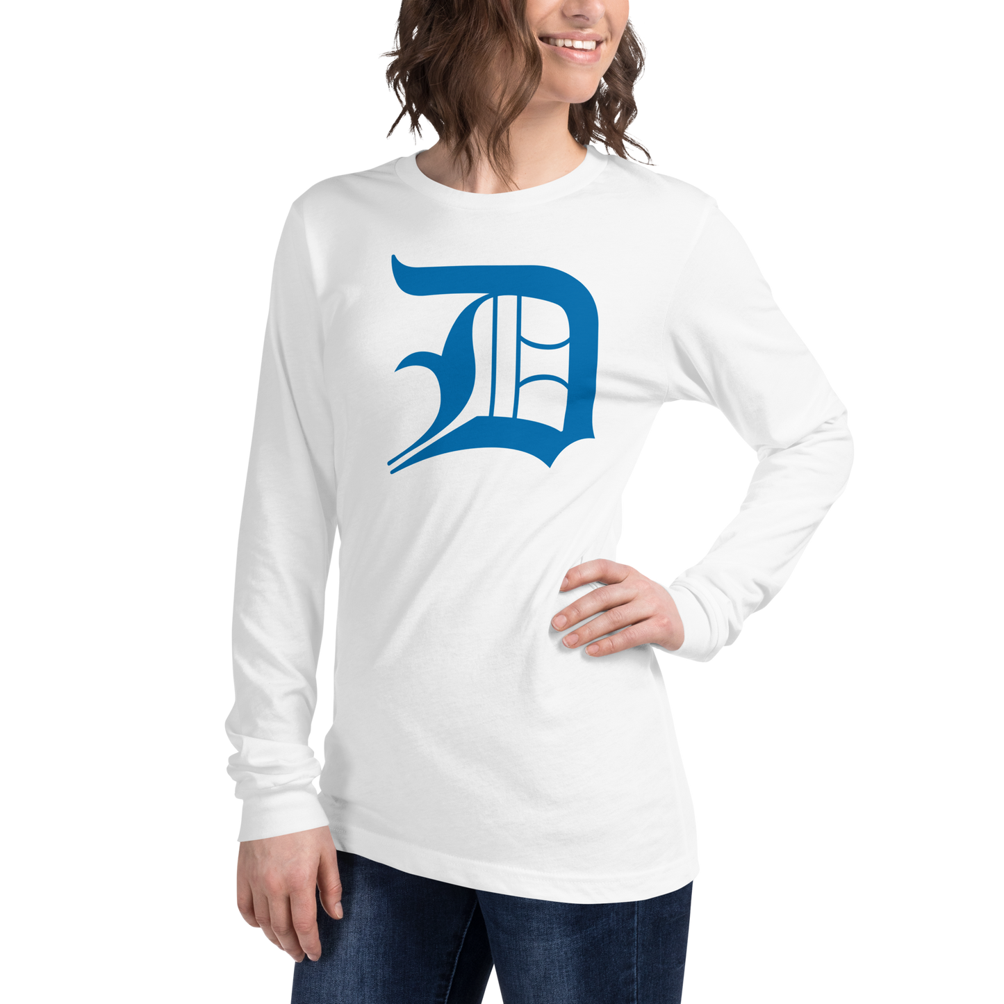 Detroit 'Old English D' T-Shirt (Azure) | Unisex Long Sleeve