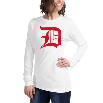 Detroit 'Old English D' T-Shirt (Aliform Red) | Unisex Long Sleeve