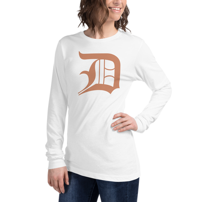 Detroit 'Old English D' T-Shirt (Copper Color) | Unisex Long Sleeve