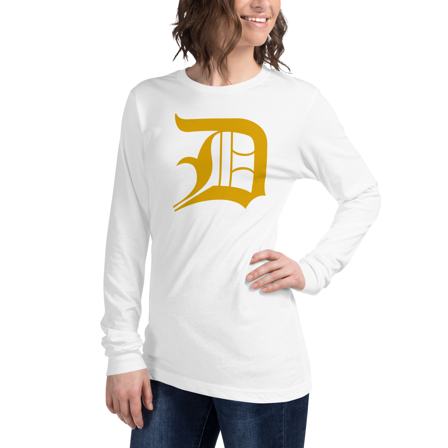 Detroit 'Old English D' T-Shirt (Gold) | Unisex Long Sleeve