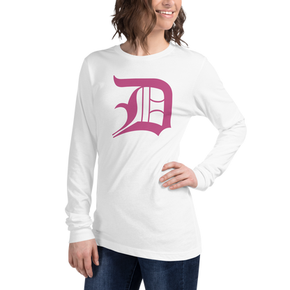 Detroit 'Old English D' T-Shirt (Apple Blossom Pink) | Unisex Long Sleeve