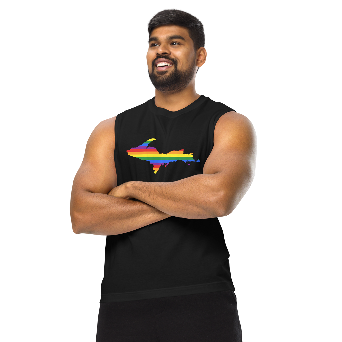 Michigan Upper Peninsula Muscle Shirt (w/ UP Rainbow Pride Flag)