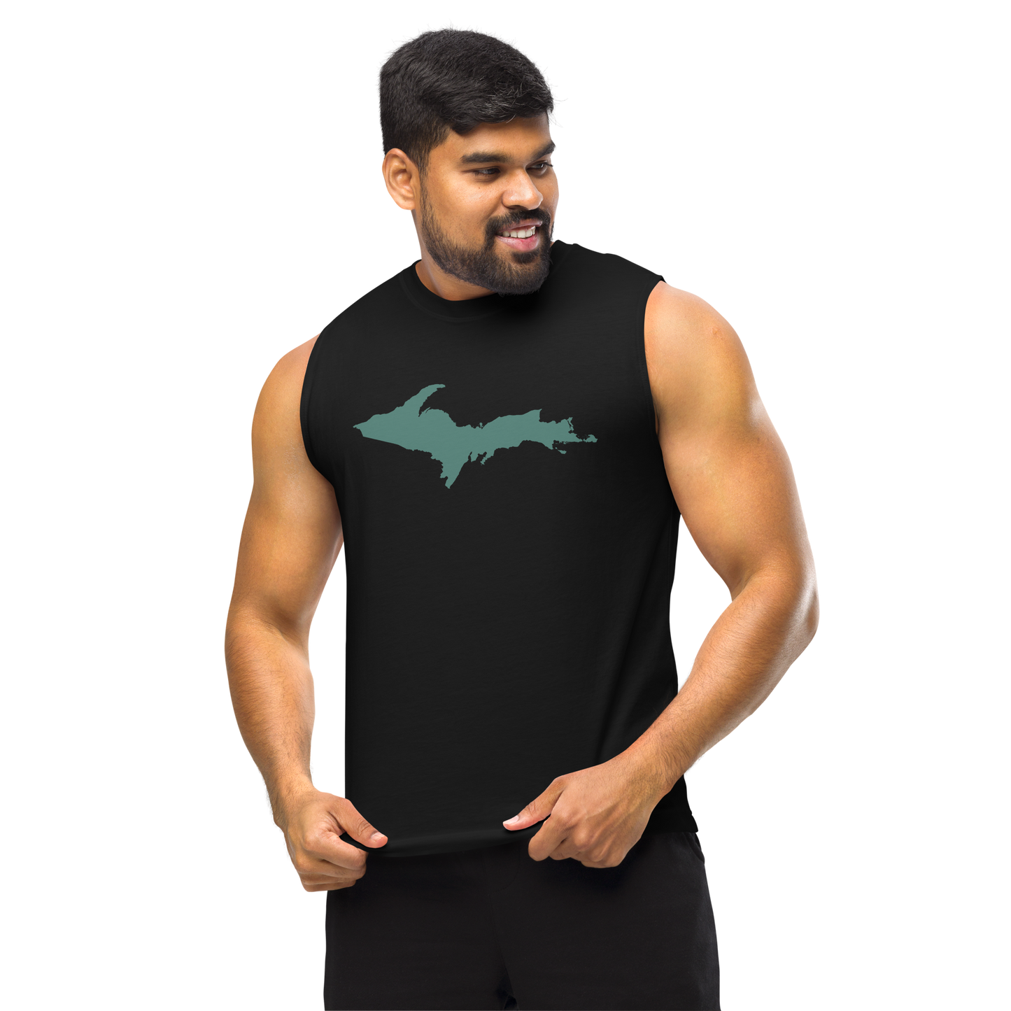 Michigan Upper Peninsula Muscle Shirt (w/ Copper Green UP Outline)