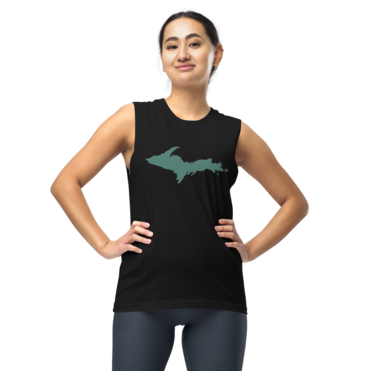 Michigan Upper Peninsula Muscle Shirt (w/ Copper Green UP Outline)