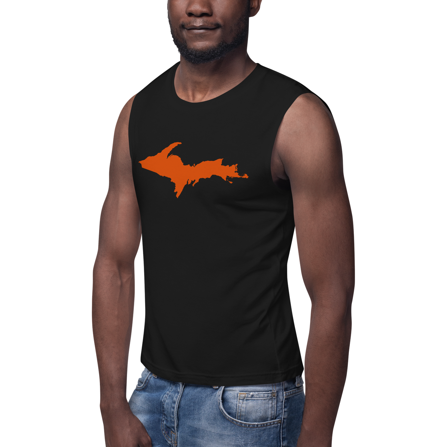 Michigan Upper Peninsula Muscle Shirt (w/ Orange UP Outline)