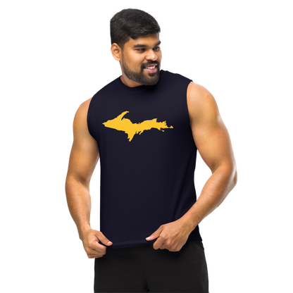 Michigan Upper Peninsula Muscle Shirt (w/ Gold UP Outline)