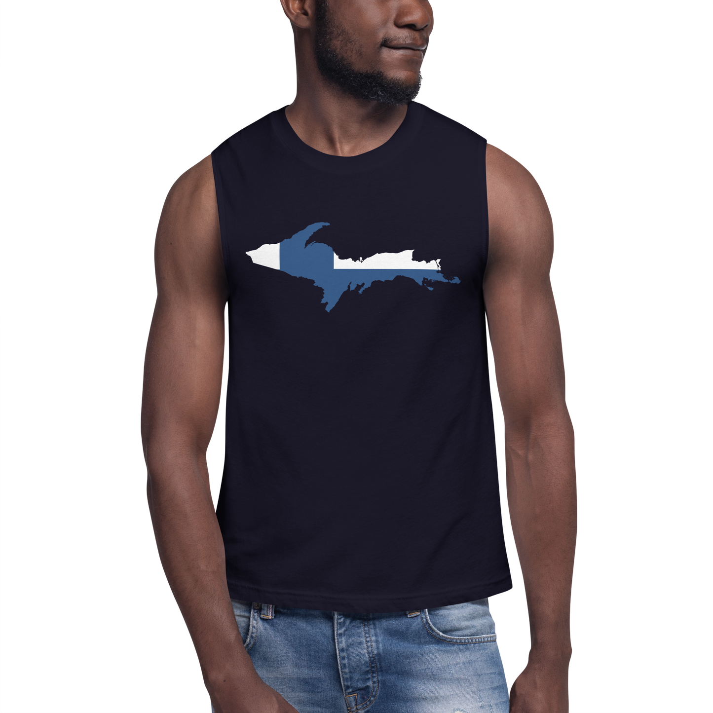 Michigan Upper Peninsula Muscle Shirt (w/ UP Finland Flag)