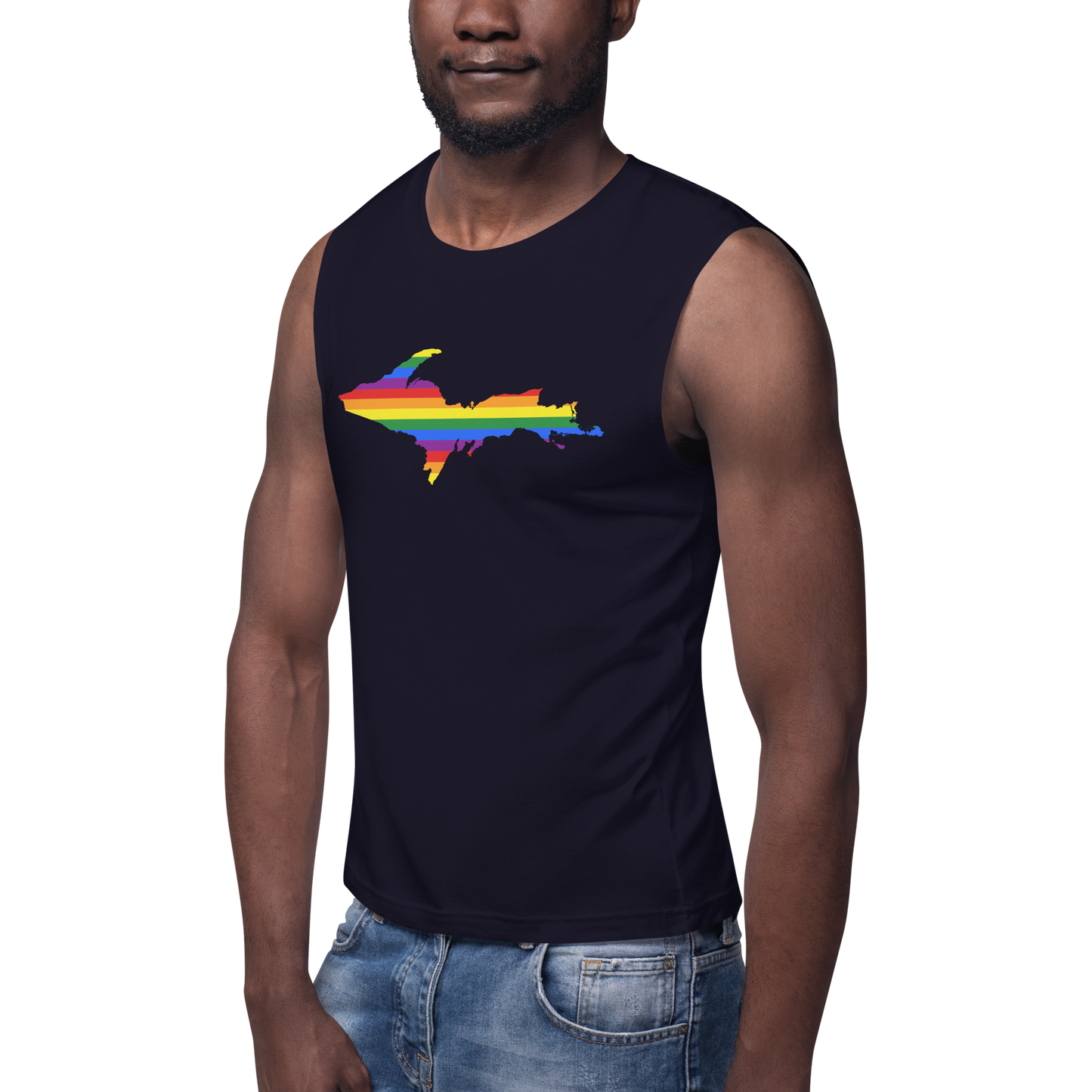 Michigan Upper Peninsula Muscle Shirt (w/ UP Rainbow Pride Flag)