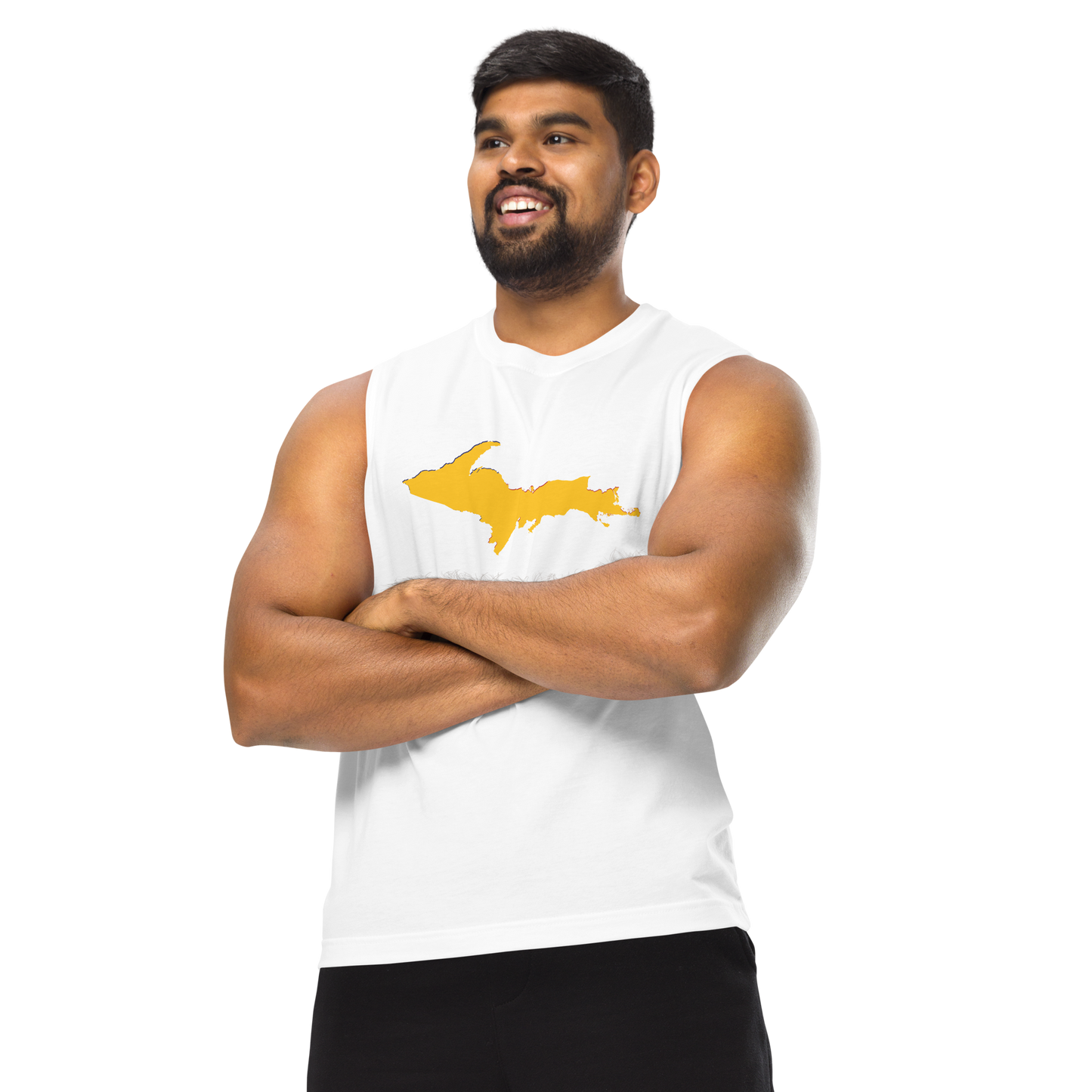 Michigan Upper Peninsula Muscle Shirt (w/ Gold UP Outline)