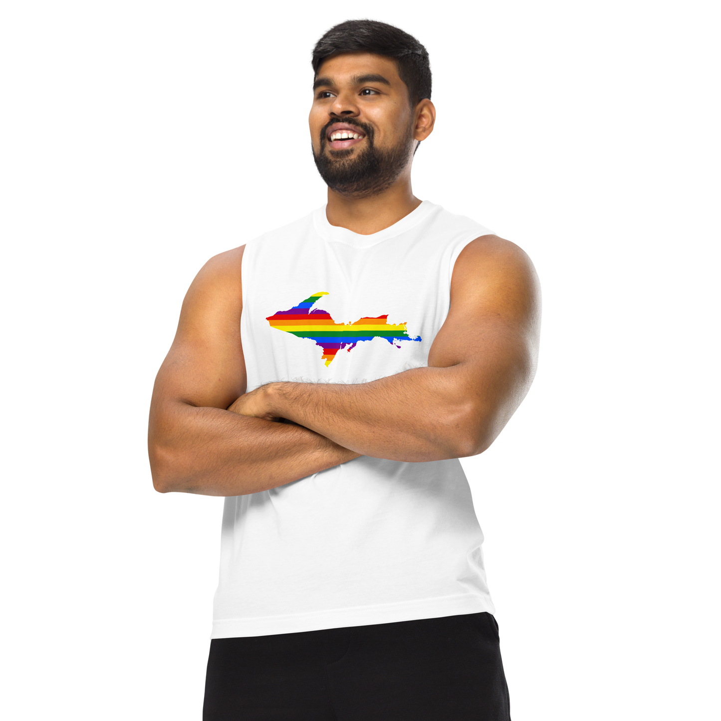 Michigan Upper Peninsula Muscle Shirt (w/ UP Rainbow Pride Flag)