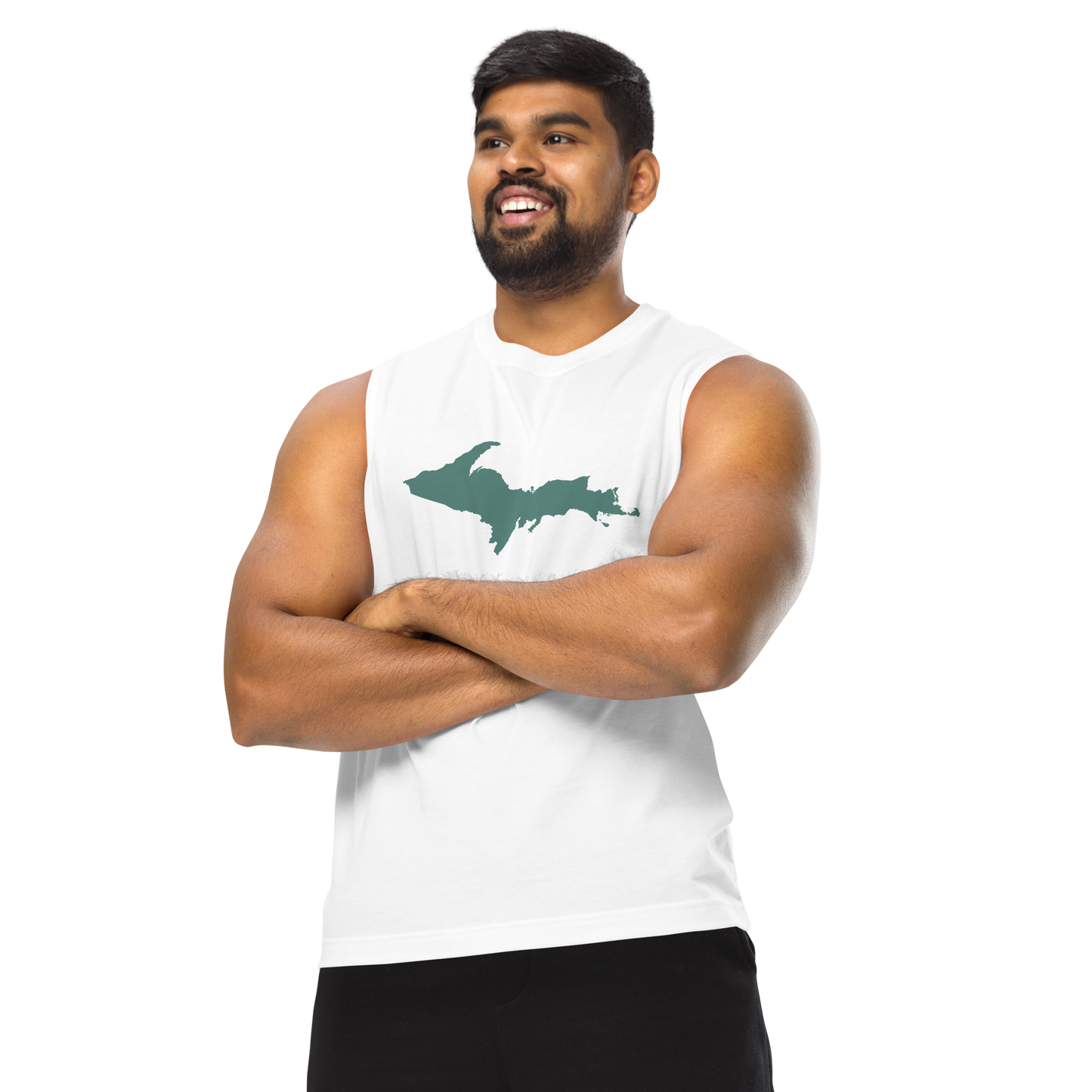 Michigan Upper Peninsula Muscle Shirt (w/ Copper Green UP Outline)