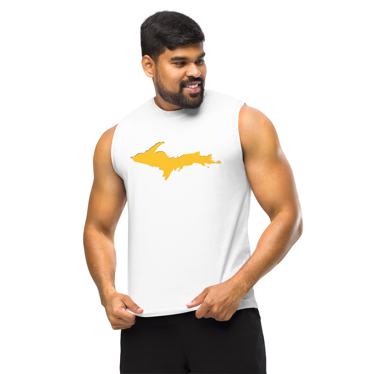 Michigan Upper Peninsula Muscle Shirt (w/ Gold UP Outline)