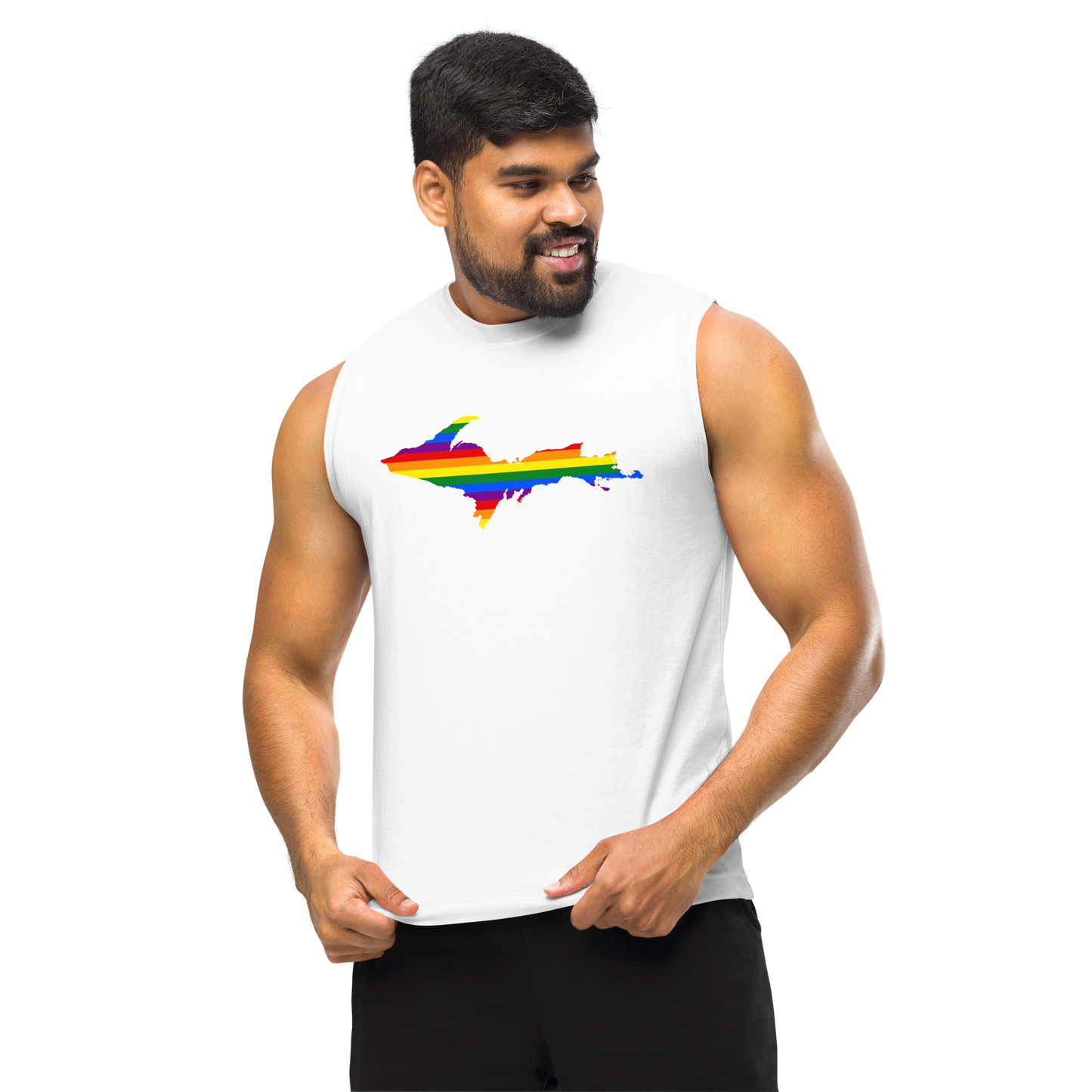 Michigan Upper Peninsula Muscle Shirt (w/ UP Rainbow Pride Flag)