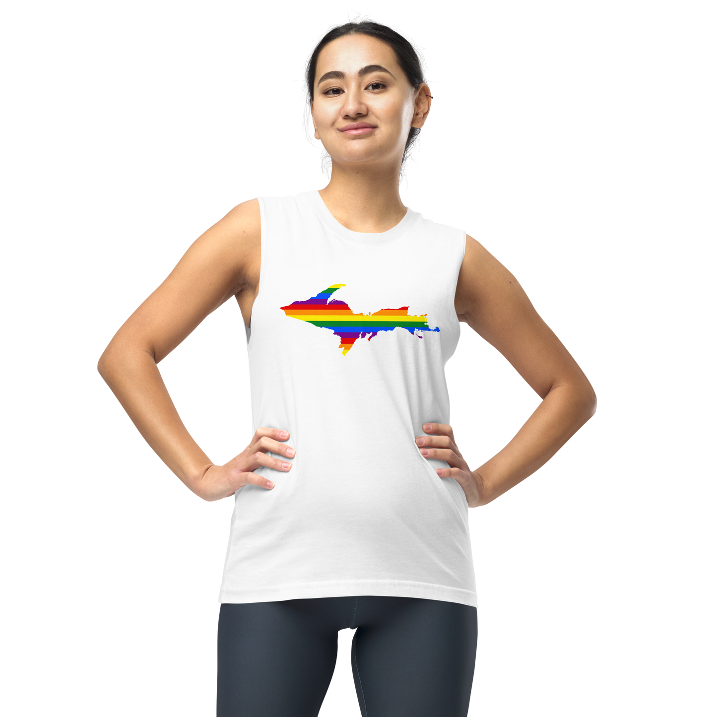 Michigan Upper Peninsula Muscle Shirt (w/ UP Rainbow Pride Flag)