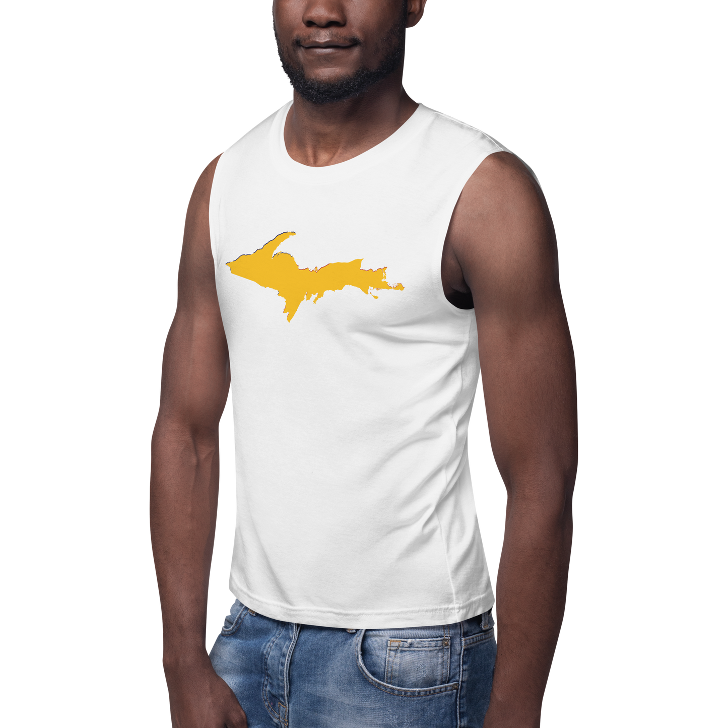 Michigan Upper Peninsula Muscle Shirt (w/ Gold UP Outline)