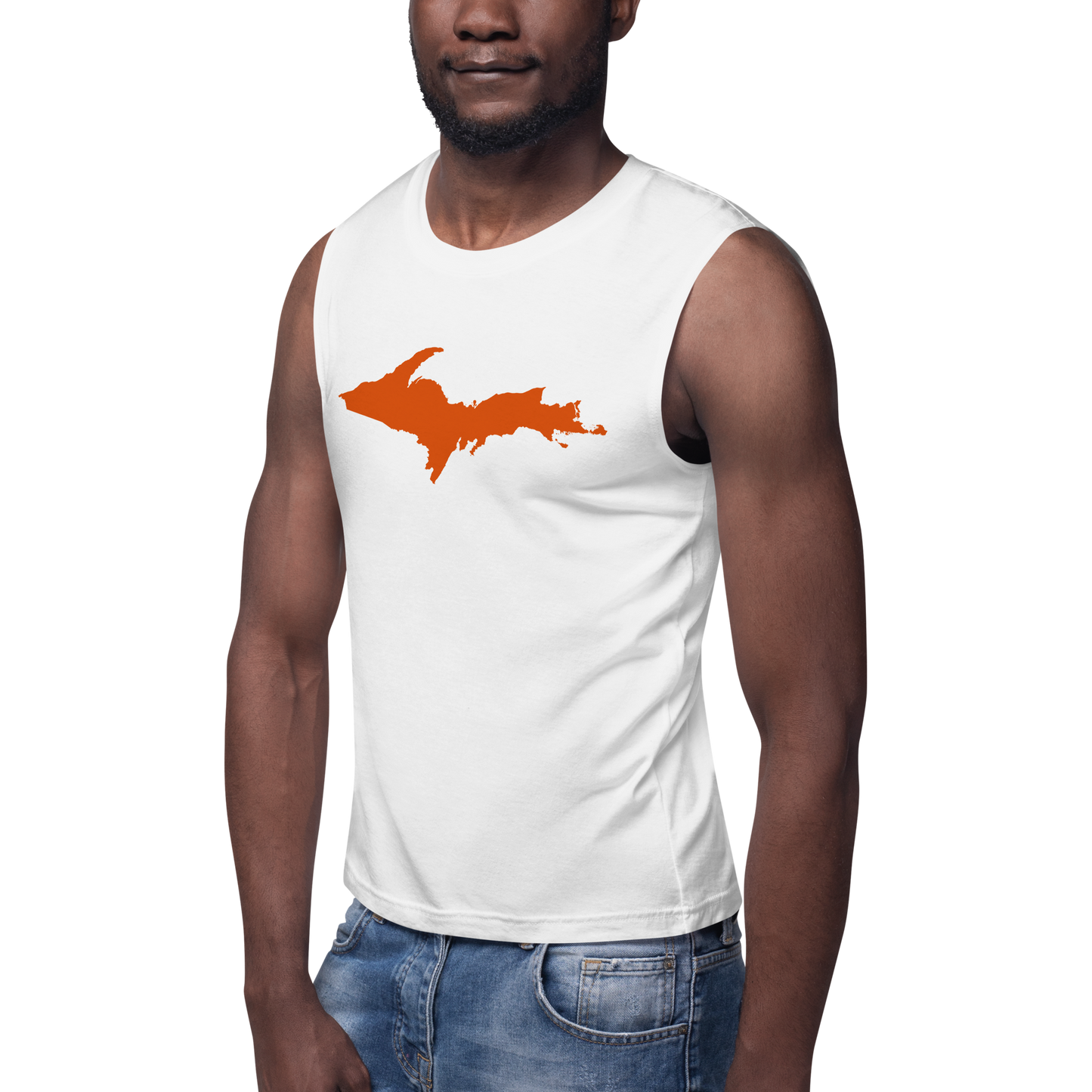 Michigan Upper Peninsula Muscle Shirt (w/ Orange UP Outline)