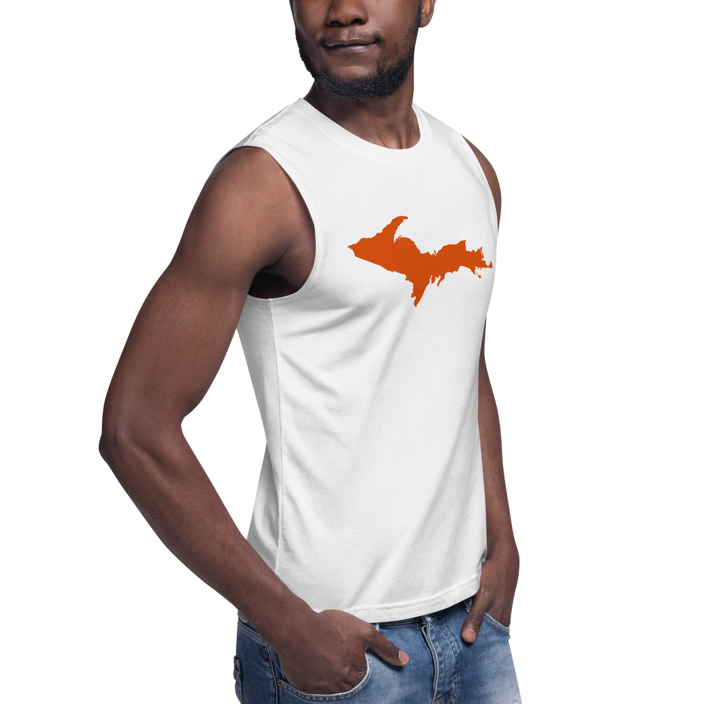 Michigan Upper Peninsula Muscle Shirt (w/ Orange UP Outline)