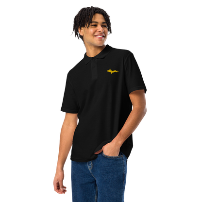 Michigan Upper Peninsula Polo Shirt (w/ Gold UP Outline) | Unisex Pique