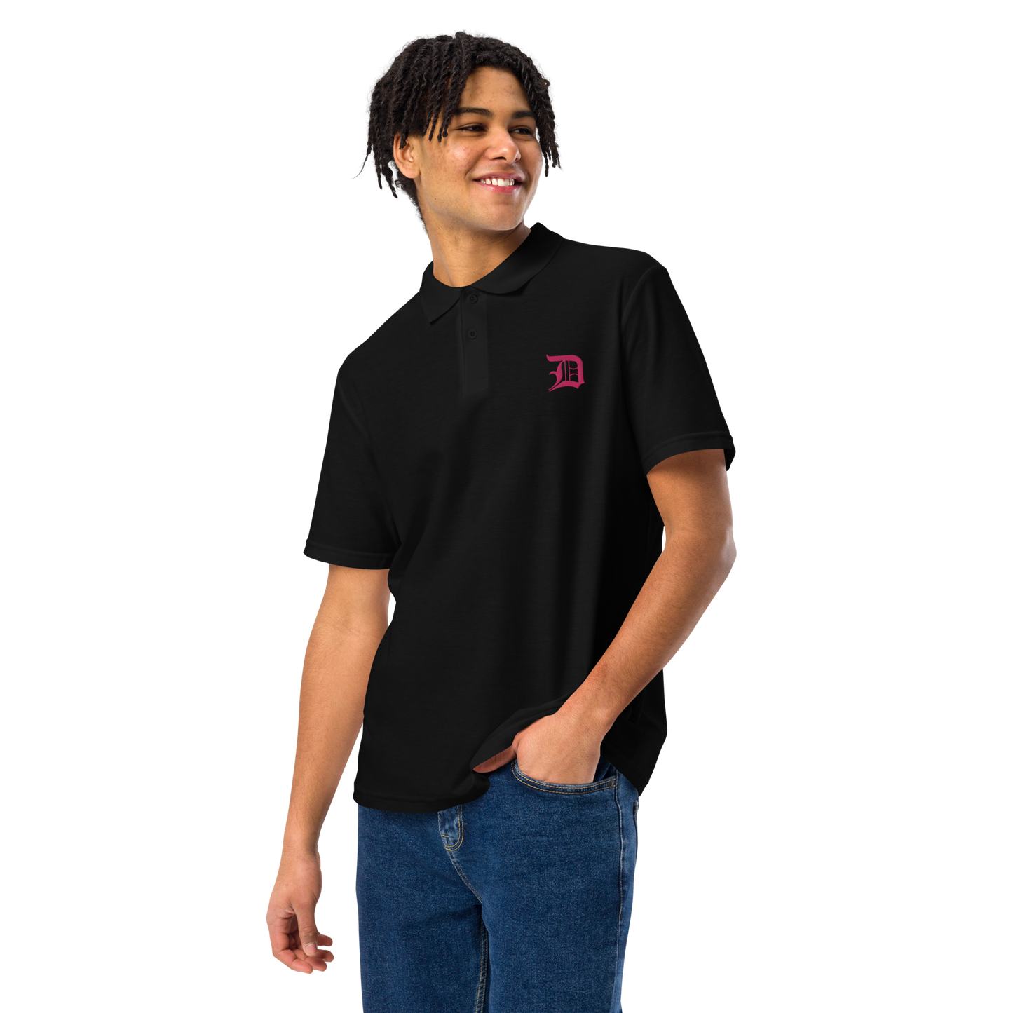 Detroit 'Old English D' Polo Shirt (Pink) | Unisex Pique