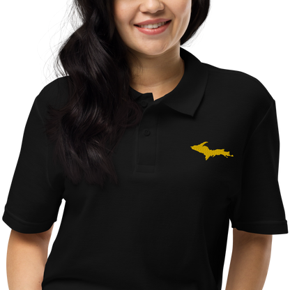 Michigan Upper Peninsula Polo Shirt (w/ Gold UP Outline) | Unisex Pique