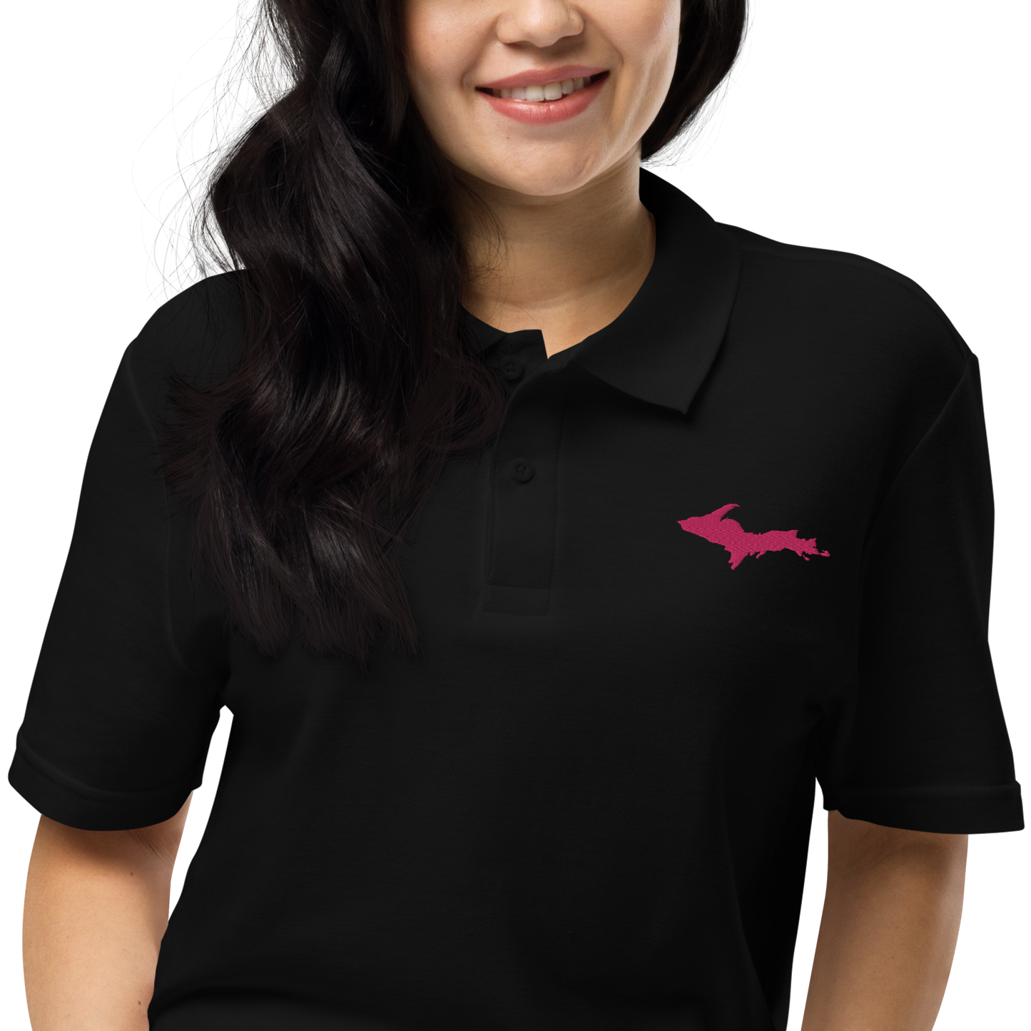 Michigan Upper Peninsula Polo Shirt (w/ Pink UP Outline) | Unisex Pique