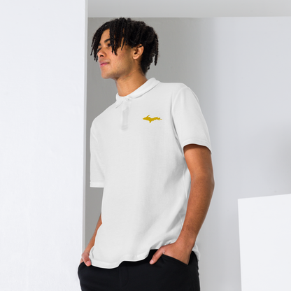 Michigan Upper Peninsula Polo Shirt (w/ Gold UP Outline) | Unisex Pique