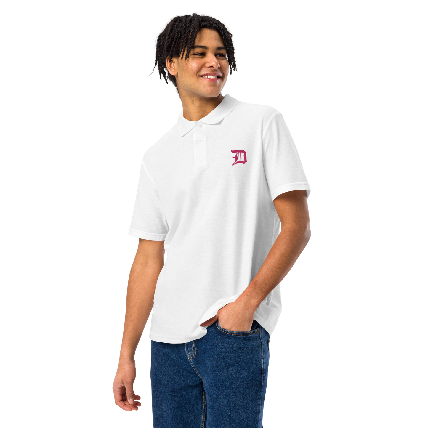 Detroit 'Old English D' Polo Shirt (Pink) | Unisex Pique