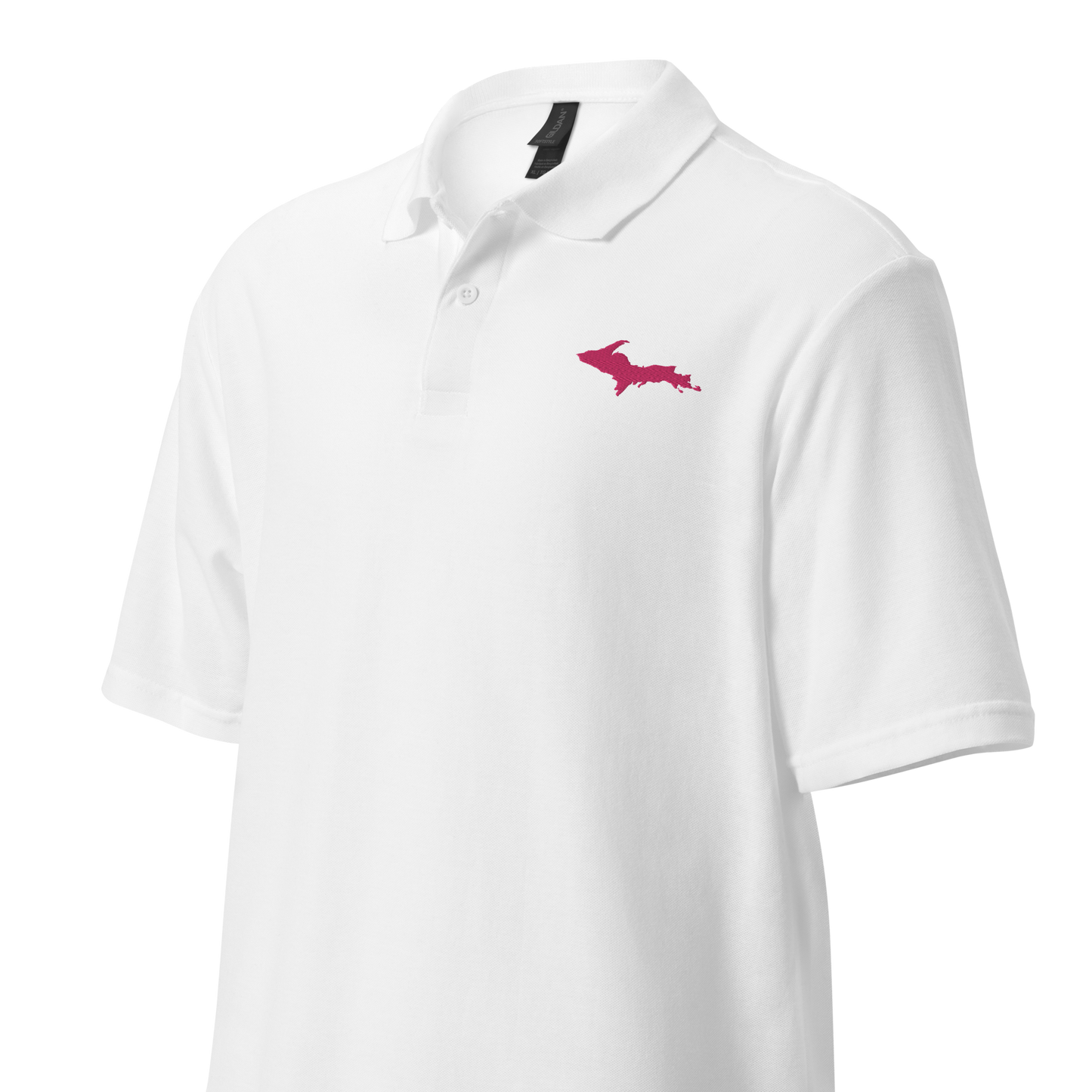 Michigan Upper Peninsula Polo Shirt (w/ Pink UP Outline) | Unisex Pique